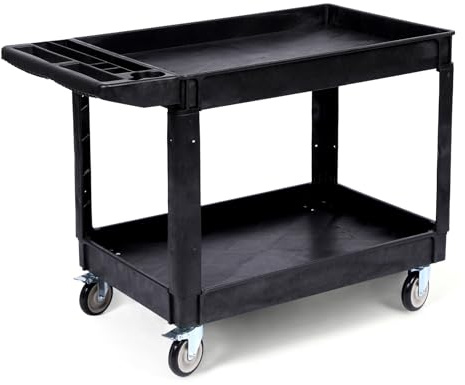 Utility Cart on Wheels 3 Tier, Heavy Duty Service Cart with Locking Wheels & Ergonomic Storage Handle, 250kg Laod Capacity Rolling Tool Trolley for Garage, Workshop, Warehouse, Cleaning 105x45x87cm