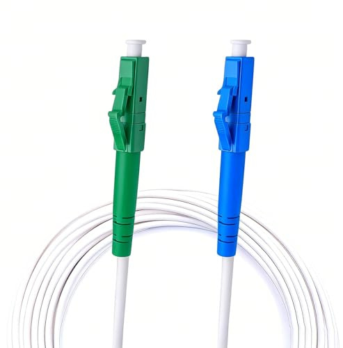 synfarin - Cable de fibra óptica de 0,5 m LC/APC a LC/UPC Singlemode 3,0 mm - OS2 Simplex, LSZH, blanco, baja atenuación, cable de conexión FTTH, compatible con FRITZ!Box, Router de fibra y ONT, 0,5