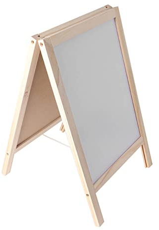 SUNGOOYUE Caballete de Arte, Caballete de Madera de Doble Cara para Niños con Pizarra Magnética y Pizarra para Aprendizaje Artístico 25x40 Cm