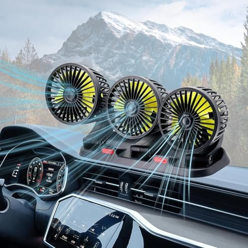 KQWVZ Ventilador de Coche, 12v Ventilador Para Coche, Cabeza 360° Rotación Ventiladores, 2 Velocidades Ajustables, Ventilador Portatil Coche con Número de Teléfono para SUV RV Camioneta