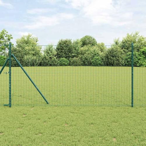 Ordellia Eurozaun Verde 1 x 10 m PVC revestido de hierro Panel de valla de jardín, protección visual, doble varilla, malla de alambre de metal para terraza, balcón, exterior, privacidad
