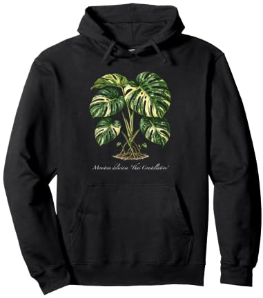 Monstera Thai Constellation plant illustration Pullover Hoodie