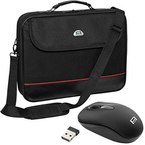 PEDEA Laptoptasche Trendline Umhängetasche Messenger Bag für 17,3 Zoll (43,9 cm) inkl. schnurloser Maus, schwarz