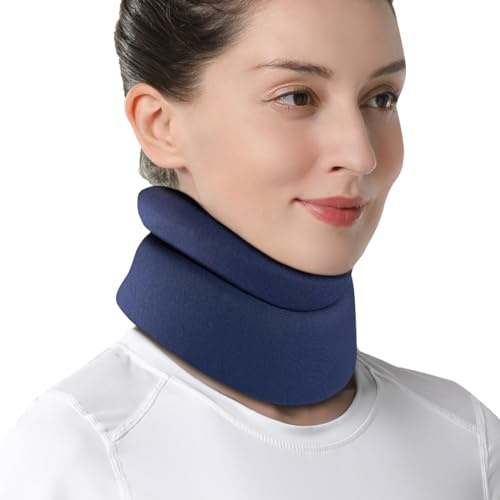 VELPEAU Neck Brace for Neck Pain and Support - Soft Cervical Collar for Sleeping in Bed, Snoozing, Sleeping Upright, Anti-Snoring, Sleep Apnea for Women & Men (Blue, Comfort Version, Medium: 11.5-14/3″)