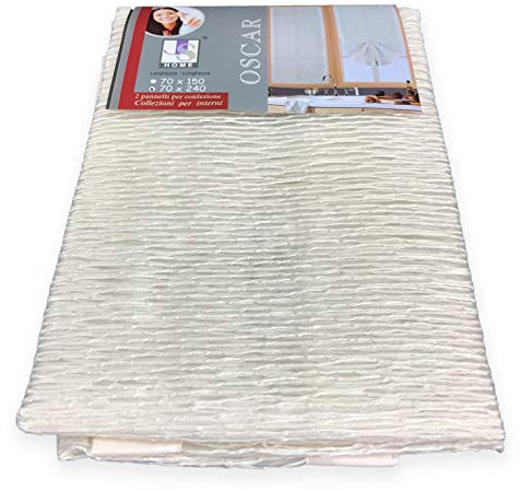 Tex family Coppia Tenda Vetro Oscar Beige – Moderna Semitrasparente in Poliestere Rigato – 2 Teli Eleganti, Lavabile, Pronta all'Uso - COPPIA (2 TELI) CM. 45X240