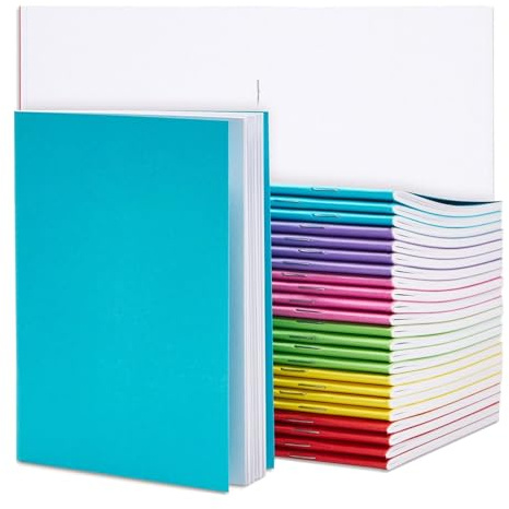 Paper Junkie 24 Pack Blank Books for Kids to Write Stories, A6 Colorful Notebooks Bulk, 4.3x5.5 in Unlined Travel Journals Scrapbooks for Students Sketching