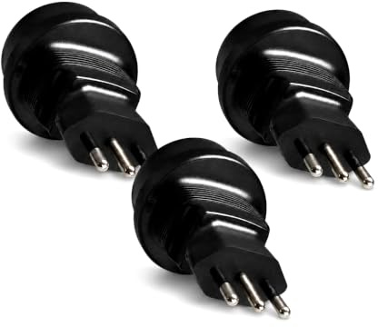 DINIC Reisestecker, Stromadapter Stecker Italien auf Schutzkontakt-Buchse, Netzadapter 3-polig IT (3 Stück, schwarz)
