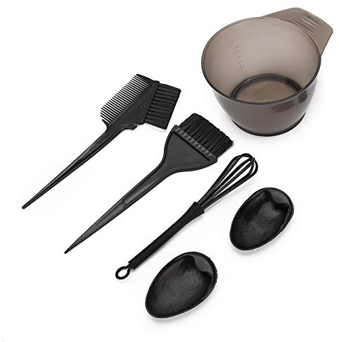 6 Pcs Hair Coloring Kit, Hair Dye Tint Bowl, Dye Brush, Dye Comb, Agitator, Ear Covers, Hair Coloring Dyeing Tools for Salon(Black)