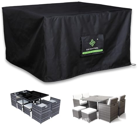 Rattan park Cube Garden Furniture Covers,126x126x74cm Heavy Duty 600D Waterproof Weather Rain Cover, Windproof, Anti-UV for Rattan Cube Sofa Set