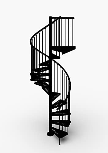 Mister Step Exterior Zink scala a chiocciola da esterno, 13 gradini, altezza totale 273-299 cm. (Nero, 160)