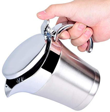 Niiyen Salsera con Tapa, Acero Inoxidable 304 con Aislamiento térmico para Salsa de Doble Pared, Jarra para Servir, Separador de Salsa(pequeña)