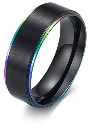 Stfery Freundschaftsringe Edelstahl, Freundschaftsringe Beste Freundinnen Schwarz Bunt Rille 67 (21.3) Schmuck Geschenk