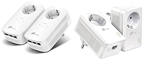 TP-Link Powerline Adapter Set TL-PA8030P KIT weiß & Powerline Adapter Set TL-PA7017P KIT(1000Mbit/s Homeplug AV2, mit Steckdose, 2 Gigabit Ports, Plug&Play) weiß