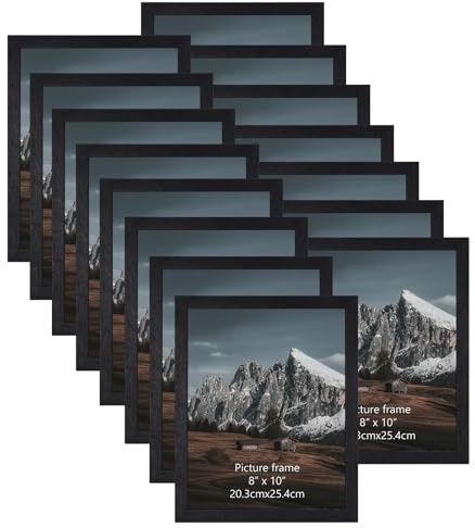 HORLIMER 8x10 Picture Frame Set of 15, Black Picture Frames Display 8 by 10 Photo for Wall or Tabletop