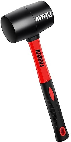 LOZAGU 8oz Rubber Mallet Hammer, Fiberglass Handle, Rubber Mallet for Flooring, Tent Stakes, Woodworking, Camping, Soft Blow Tasks without Damage