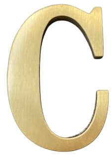 Letras inglesas autoadhesivas de latón macizo de 1.77 pulgadas de altura, 4.5 cm adhesivo de pared números de buzón de correo dorado, números de dirección de casa, nombre de estudio (C)