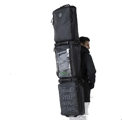HMWOKPOT Skitaschen Mit Großem Fassungsvermögen Und Rollen, Tragbare wasserdichte Snowboardtasche Für Roadtrips Und Flugreisen, Passend Für 2 Sätze Ski,160x40cm