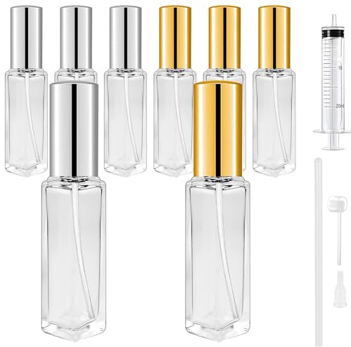 Bohoray 8Pcs Empty Glass Perfume Atomiser, Clear Glass Atomiser Spray Bottles, Refillable Spray Perfume Bottles Fine Mist Cosmetic Container for Travel and Daily Use (10ML)