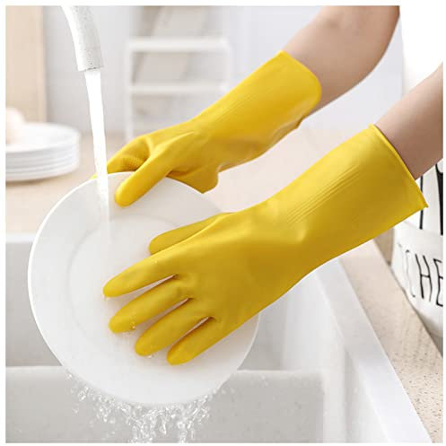 DUnLap Cleaning Gloves Cleaning Gloves Laundry Waterproof Plastic Leather Household Cleaning Non-Slip Durable Housework Dishwashing Tools Hand Gloves Eco Friendly Cleaning Gloves(Yellow,S)