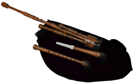 Lowland Border Pipes in A, soffiato a bocca o soffiato scozzese studente mezza cornamusa con Chanter sintonizzato su A a 440 hertz, mulinello per principianti (soffiato a bocca (naturale))