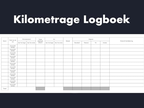 Kilometrage Logboek: Geschikt voor bedrijfs- en privévoertuigen om de afgelegde afstand en alle onkosten bij te houden
