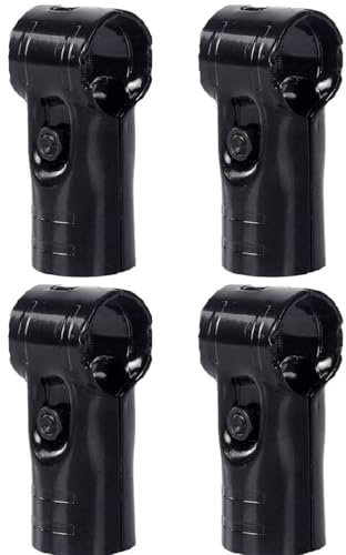 4 Sets T Pipe Clamp Connector, Black Chain Link Fence Clamps, End Rail Tee Clamp Couplings for 1-1/8 28mm OD Pipes, Bolts & Nuts Included