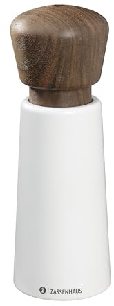 Zassenhaus Norderney Moulin à poivre en bois de hêtre laqué, tête de moulin en noyer, broyeur en céramique haute performance réglable en continu, moulin à épices pour poivre, sel et herbes, 18 cm,