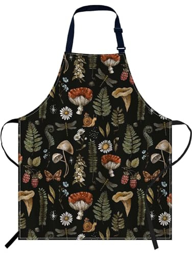Smooffly Vintage Woodland Nature Apron Adjustable Apron Cooking Kitchen Chef Women Men Aprons for Home Kitchen, Restaurant, Coffee House, Baking Gardening BBQ