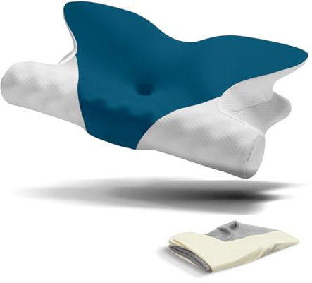 RENPHO Almohada Cervical Apoyo del Cuello, Regalo Mujer, Ergonómica de Espuma con Memoria para Dormir de Lado y Boca Arriba, con 2 Fundas Refrigerantes, Almohada Ortopédica para Adultos