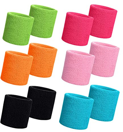 Serre-Poignets Bracelets,6 Paires Absorbants Poignet Bandeau Coton Sport Sweatband Eponge Poignet pour Uomini Donne Badminton Tennis Football Basketball Running Gym Fitness