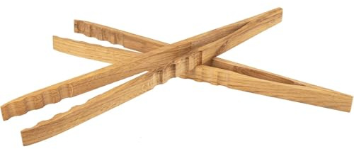 Hochwertige Grillzange/Würstchenzange aus Geölter Eiche - 39 cm