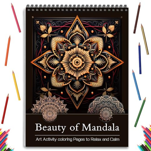 Mandala-Malbuch für Erwachsene, Entspannungs-Malbuch für Frauen, Spiralbindung, einseitig, dickes Papier, Geschenke, Kunst und Handwerk für Frauen zum Entspannen, 24 Achtsamkeitsmalandala-Seiten
