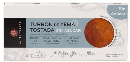 Santa Teresa - Turrón de Yema Tostada Sin Azúcar - El Tradicional Turrón Navideño de Yema ahora Sin Azúcar - 270g