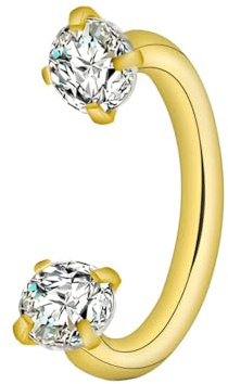 Decentraland 1 pezzo di zircone da 1,2 mm (16 G) argento, a forma di ferro di cavallo, setto nasale, anello per naso, nostril Studs Helix corpo, piercing cartilagine, gioielli in acciaio al titanio da