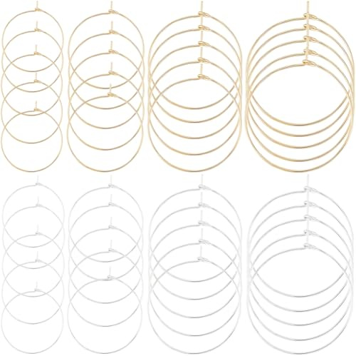 Beebeecraft 1 Box 80 Weinglas Anhänger Ringe 316 Stück Chirurgischer Edelstahl 4 Größen Ohrringe Perlenring Für Partys DIY Ohrringherstellung (Gold Silber)