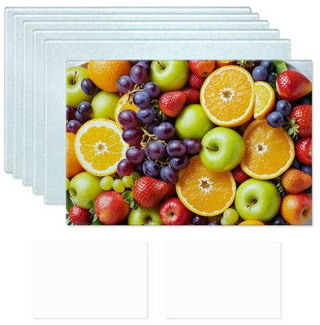 Glasschneidebrett, Sublimationsrohlinge, 6 Stück, Sublimation, gehärtetes Glas, blanko, rutschfeste Schneidebretter für DIY-Küche/Foto-Dekorationen