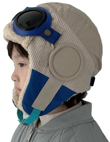 Bonnet de Pilote pour Enfant - Bonnet de Trappeur Chaud pour - Bonnet d'hiver Chaud pour - pour Filles - pour Le Cyclisme, Le Ski, Beige