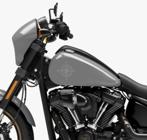 DualColorStampe® Autocollants compatibles avec Harley-Davidson boussole rose des vents réservoir Set 2 stickers Moto Motorbike COD. M0356 (GRIS 74)