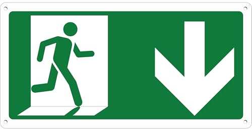 Pubblimania Salida de Emergencia Flecha hacia abajo | Cartel de aluminio compuesto 3 mm exterior-interior (Salida de Emergencia abajo, 1 unidad)