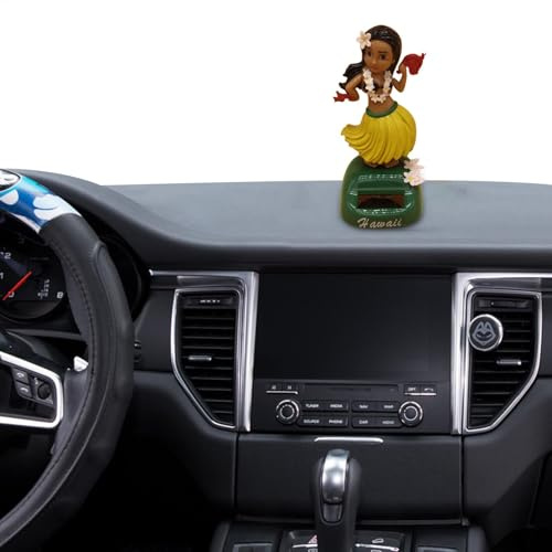 Penlimly Auto-Armaturenbrett-Dekorationen Solar, Schaukelfiguren Hawaii Girl Autodekoration, Spielzeug-Armaturenbrett-Ornamente mit schüttelndem Kopf, solarbetriebene Sammlerfiguren, Auto-Innenzubehör