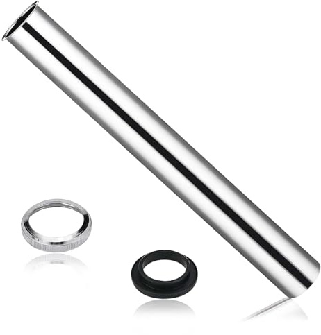 Universal Tauchrohr für Siphon, 30 cm Verlängerung Rohr Abfluss, Verchromter Siphon Verlängerung mit 1 Mutter und 1 Dichtungsgummischeibe Geliefert für Design Siphon, Röhrensiphon, Tassensiphon