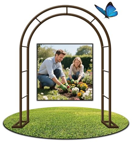 Genérico Arco De Jardín De Metal Arco De Rosas Y Plantas Trepadoras, 80 120 140 180 200 240 280 300 350cm, para Fiesta Boda Decoración Exterior(marrón,W120 X H220cm)