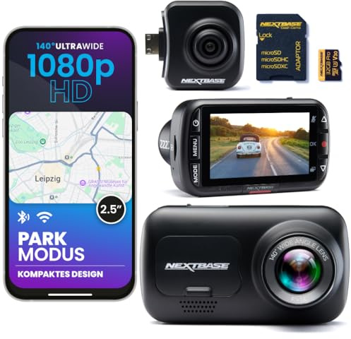 Nextbase® 222X Dashcam Auto Vorne Hinten | Parkmodus 24/7 Parküberwachung | HD 1080p 30fps Dash Cam | 2,5-Zoll-Bildschirm | Auto Kamera 140 Grad Betrachtungswinkel | Inklusive 32GB MicroSD Karte