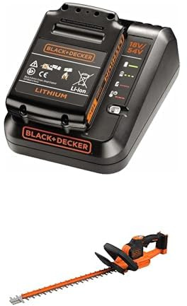 Lot BLACK+DECKER : Kit de Démarrage Powerconnect 18V (Batterie 2,0Ah + Chargeur Rapide 2A, BDC2A20-QW) + Taille-Haies sans Fil 36V (BCHTS36B-XJ)