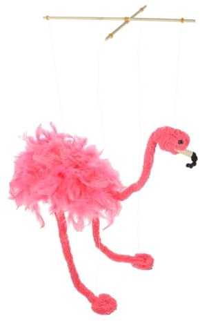 Milisten Flamingo Marionette Plüschfigur Tiermarionette Zugschnur Plüschtier Spielzeug Für Kinder Kreatives Puppentheater Zuhause