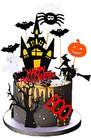 Halloween Tortendeko, Gotisch Kuchen Deko, Cupcake Topper, Horror Tortendeko, Schwarz Gotisch Deko, Totenkopf Tortendekoration, Kuchendekoration, für Halloween Party Deko