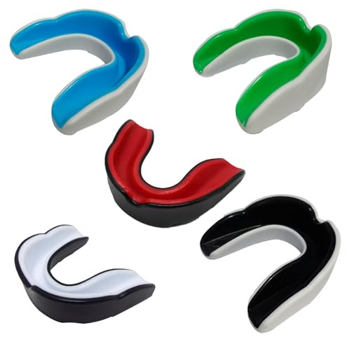 Yilceemy 5 stycken sport tandskydd, ekonomipaket hockeymunskydd, munskydd boxning, inklusive boxning, kampsport, ishockey, rugby och taekwondo (universell storlek, från 10 år)