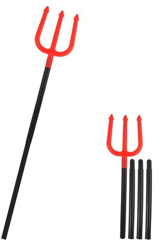 Makii Kids Devil Fork - 103cm Long 4 Pcs Durable Plastic Trident Stick Halloween Devil Fancy Dress Accessories Halloween Props UK
