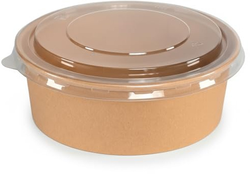 MyPapp 150x Salatschalen mit Deckel | Einweg Kraft Pappschale To Go Schalen Bowls Becher | Salatbox Kartonschale Einwegschalen Lebensmittelbehälter umweltfreundlich