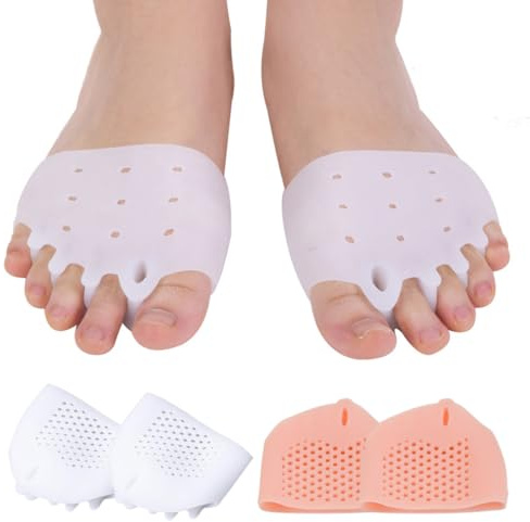 2 Paio Cuscinetti Per l'Avampiede, Cuscinetti Metatarsali in Silicone, Separatore Dita Piede in Silicone con Protezione Alluce Valgo, Adatto, Distanziatore Dita Piedi in Gel